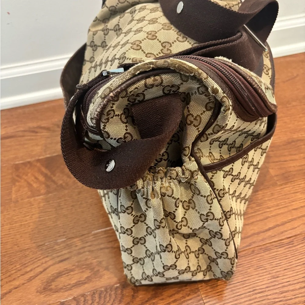 Gucci Tan and Brown Monogram Crossbody Diaper Bag
